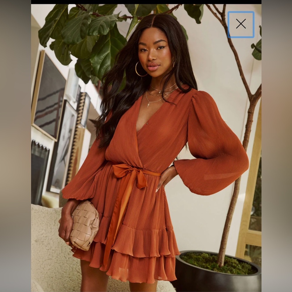 Vici Rust Orange Long Sleeve Dress